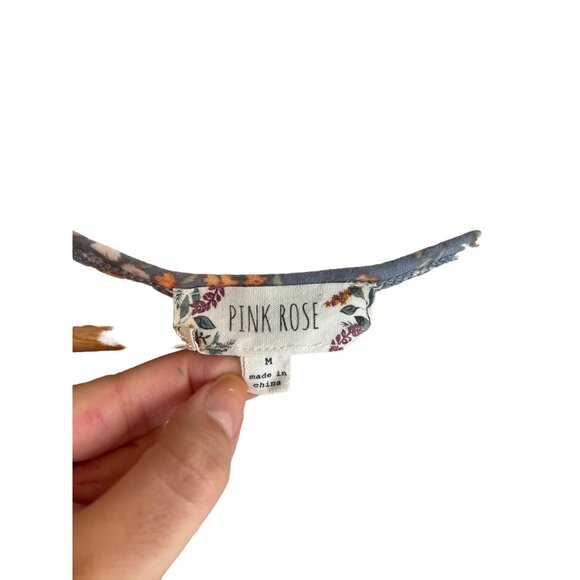 Pink Rose Floral Long Sleeve Button-Front Cardigan Sweater Women's Size M - Picture 2 of 3